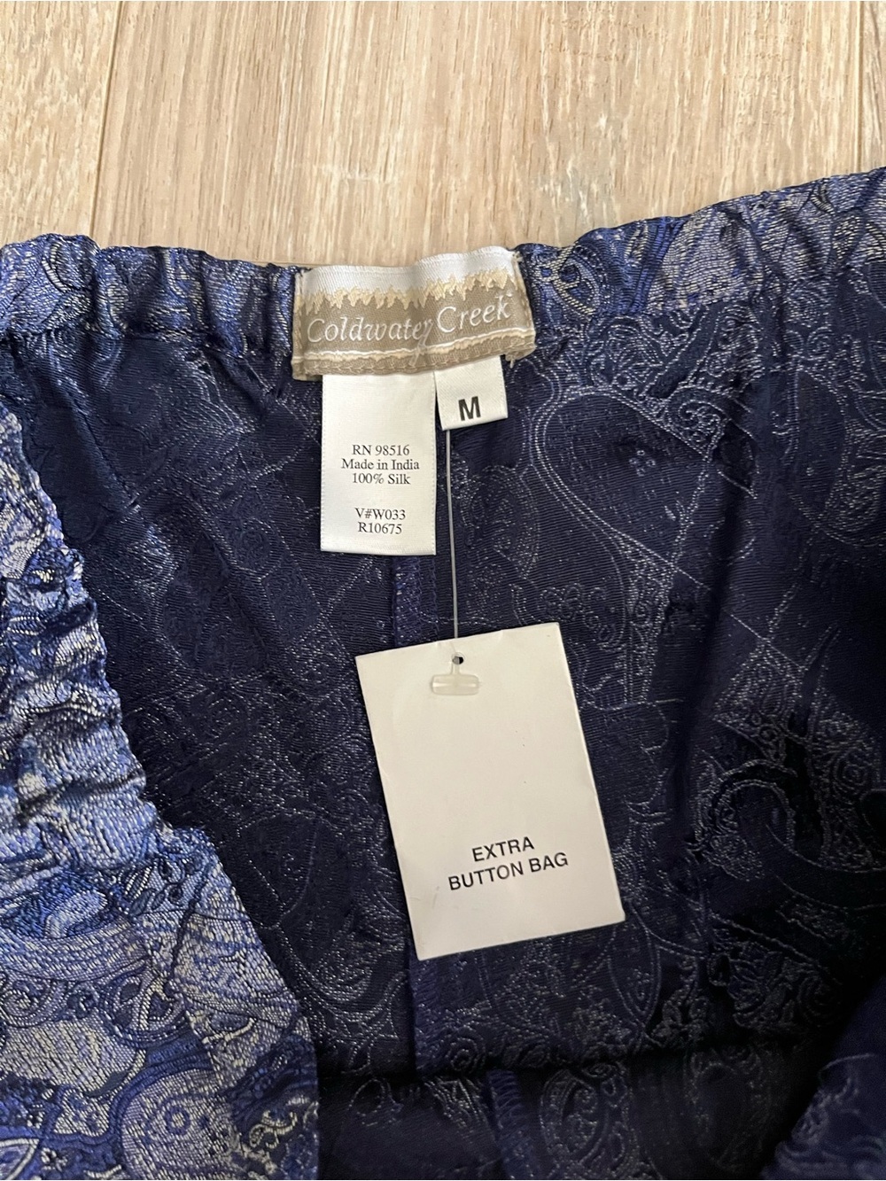 NWT Coldwater Creek Women’s Silk Pants Blue Paisley Jacquard Tapered - Size M - Picture 5 of 7